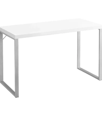 HMS 24" Foldable Portable Storage Computer Desk Simple Design Gaming Desk for Bedroom Office Desk with White Silver Color