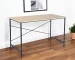 HMS 48" Modern Wood Metal Computer Desk Simple Storage Gaming Desk for Bedroom School Brown Black Surface Material-Aluminum