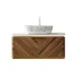 [US Stock] 36" Floating Plywood Bathroom Vanity Storage Cabinet + Sensor Light Sintered Stone Fast Shipping From US 1 Piece