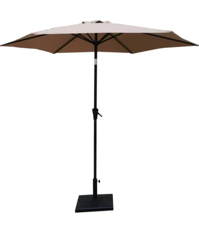 8.8 feet Outdoor Aluminum Patio Umbrella, Patio Umbrella, Market Umbrella with 42 Pound Square Resin Umbrella Base taupe