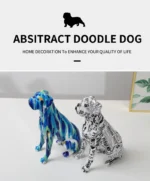 Boxer dog figurine on a home office shelf, artistic decor.