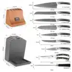 15 Pieces Knife Set Damascus Steel Professional Chef Kitchen Knife Set with Wooden Block – side view