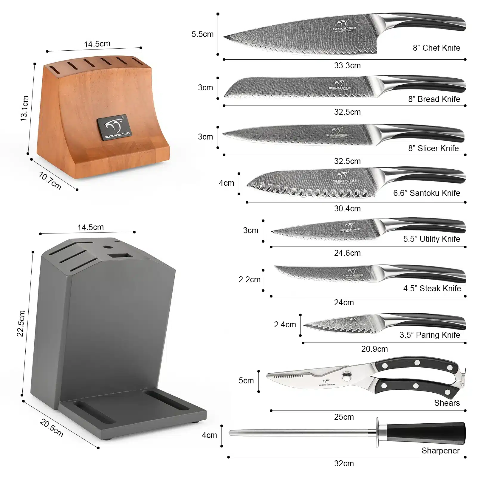 15 Pieces Knife Set Damascus Steel Professional Chef Kitchen Knife Set with Wooden Block