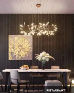 Nordic Chandelier Art Hanging living Room Chandelier Modern Restaurant Kitchen Firefly Lamp Rose Gold/Black Branch Round