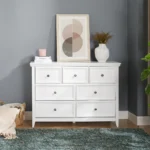 Goldoma 7 drawer dresser black MDF modern chest with spacious storage