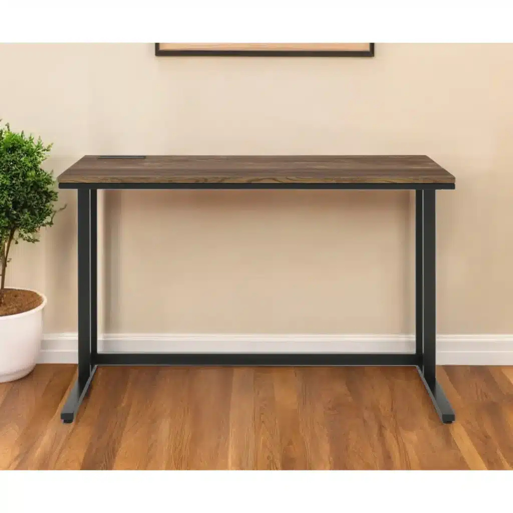 HMS 47" Brown and Black Writing Desk Elegant Computer Desk with Comfortable Size for Home or Office Use