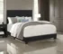 Shirin Queen Adjustable Bed with chenille upholstered headboard and nailhead trim in black