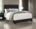 Shirin Queen Adjustable Bed with chenille upholstered headboard and nailhead trim in black