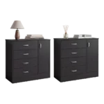 Lund set of 2 high capacity bedroom dressers in wenge minimalist style