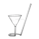 Creative Red Wine Glass Cocktail Whiskey Clear Juice Cup Goblet with Drinking Tube Straw for Wedding Party Home Restaurant