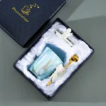 Creative Pearlescent Colored Ceramic Mug with Angel Wings, Coffee Cup with Lids, Cute Flower Tea Tazas Afternoon