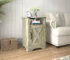 Rustic farmhouse bedside table with USB charging station and wooden drawers