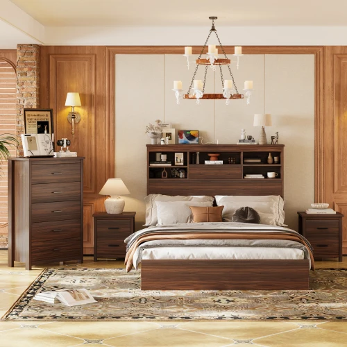 H40c8bf536d934739a5809d442518d434A.webp Goldoma 4-Piece Queen Bedroom Set with charging station and storage headboard in modern finish
