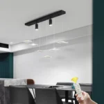 34W Dimmable LED Pendant Light, Modern 6-Leaf Chandelier with Spotlights, Adjustable Hanging Fixture for Kitchen Island,