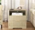Modern USB charging nightstand with wood finish and storage cabinet