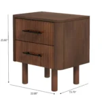 Logan mid century modern walnut nightstand with two drawers bedside table in bedroom