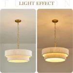 Hand Woven White Rattan Boho Pendant Light Adjustable Coastal Chandelier for Kitchen Island Dining Living Room UL Listed