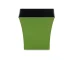Lime green recycled plastic planter square pot with succulent plant on wooden table