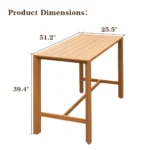 Goldoma aluminum outdoor bar table with wood grain finish on patio