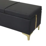 Goldoma velvet storage ottoman bench with metal legs in black - modern storage ottoman for living room