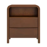 Mid century nightstand solid wood with two drawers in warm brown finish