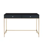 HMS 47" Black and Gold Computer Desk with Two Drawers Elegant Writing Desk – side view