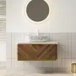 [US Stock] 36" Floating Plywood Bathroom Vanity Storage Cabinet + Sensor Light Sintered Stone Fast Shipping From US 1 Piece