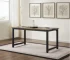 FCJ Large Office Gaming Desk 59.8-70.9 Inch Rustic Black Wooden Desk Modern Simple Style Legroom Metal Frame for Home Office