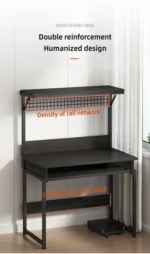 YQ FOREVER Wooden Writing Desk Computer Desk Study Desktop Keyboard PC Home Office Desks – close-up detail