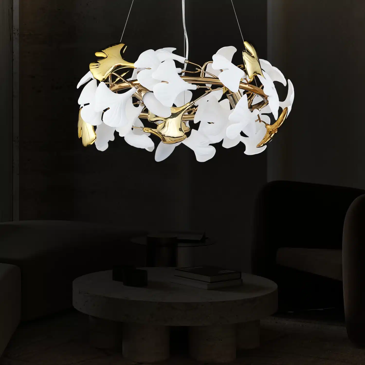 Modern Brass Ginkgo Leaf Chandelier Luxury Round Pendant Light Gold Chandelier for Dining Room Modern Brass Ginkgo Leaf Chandelier Luxury Round Pendant Light Gold Chandelier for Dining Room Kitchen Island Living Room