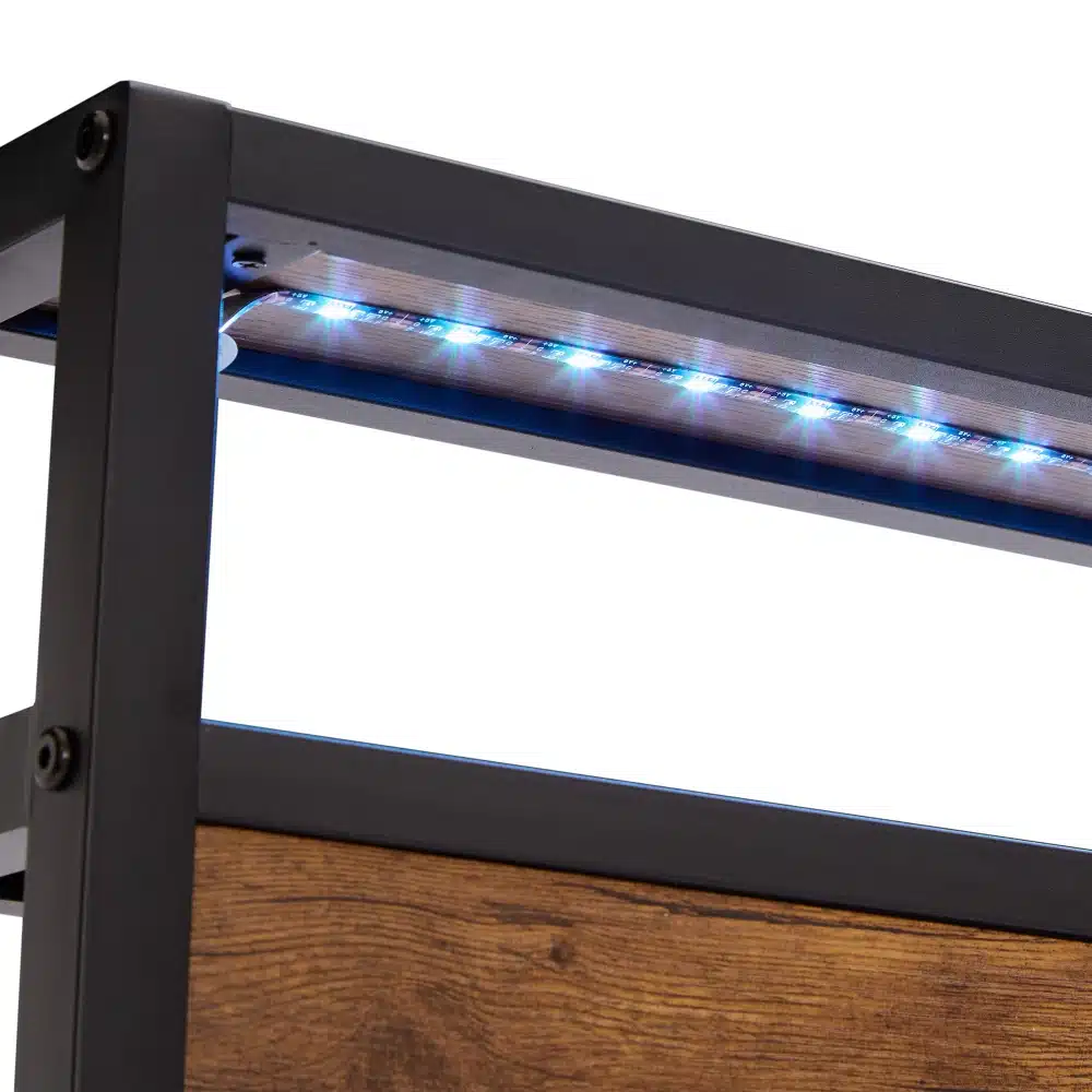 Goldoma Full Size Platform Bed Frame with Wooden Headboard, Footboard, LED Lights & USB Ports