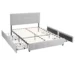 Goldoma Upholstered Full Platform Storage Bed Frame with 4 Drawers and Adjustable Tufted Headboard