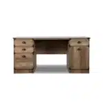 HMS 59 Oak Wood Pedestal Computer Desk with Four Drawers Solid Wood Adjustable for Office or Hotel Use – styled in a modern