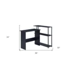 HMS 39" Black L-Shaped Wooden Writing Desk with Drawer Simple Design Foldable and for Bedroom Hotel or Living Room Use