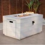 HMS 28" Gray Aluminum Rectangular Fire Pit Table with Cover Natural Gas Stainless Steel Propane Fuel for Patio – close-up