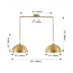 41" Industrial Modern Double Pendant Light, Adjustable Ceiling Hanging Lamp with Bright Finish (No Bulbs) – base detail
