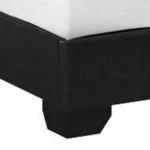 Goldoma Shirin queen upholstered bed with chenille headboard and nailhead trim in black finish