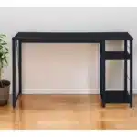 HMS 47" Simple Design Black Wooden Writing Desk with Adjustable Shelf for Office Bedroom Living Room or Dining Use