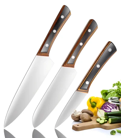 IOKO Stainless Steel Chef Kitchen Knife Set Butcher Cleaver Chef Utility Santoku Sushi Japanese Style 3 PCS Kitchen Knife Set