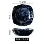 Ceramic Dinner Plates and Bowls, Blue Dishes, Creative Japanese Retro Kiln Changed Tableware Set, Dinnerware – side view