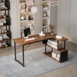 YQ FOREVER Modern Office Table Computer Desk With Bookshelves Metal Office Furniture Study Table Desk - Image 5