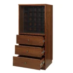 HMS 52" Antiqued Solid Wood Bar Cabinet Brown and Black with Three Drawers Stainless Steel and Metal Storage for Home Use - Image 4
