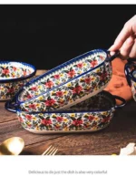 Ceramic Bakeware Bowls Polish Style Hand-painted Kitchen Tableware Salad Dessert Steak Pasta Plate Fruit Tray Decoration - Image 31