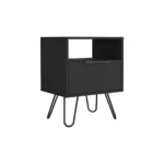 Modern single drawer nightstand with hairpin legs in black wengue finish