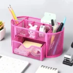 Sharkbang Large Capacity 9 Cell Metal Desk Organizer Mesh Desktop Pencil Pen Sundries Badge Holder Storage Box Stationery