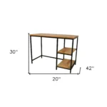HMS 42" Solid Wood and Metal Computer Desk in Natural and Black Premium Computer Desks – top view