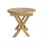 Natural Rounded Solid Wood Folding Outdoor Side Table 20" – side view