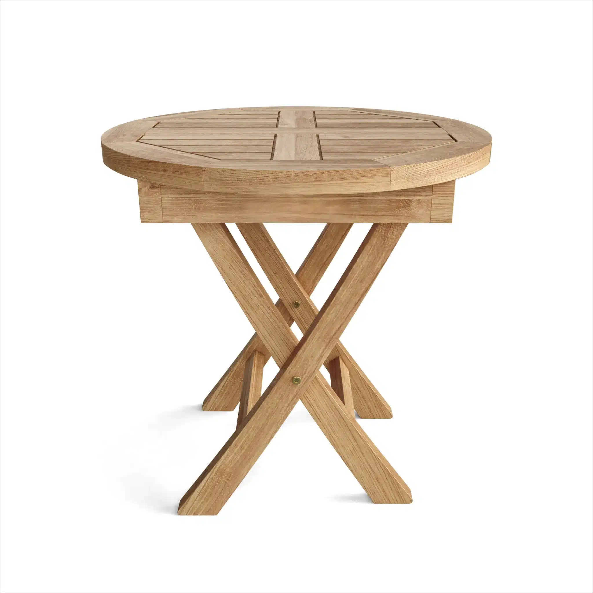 Natural Rounded Solid Wood Folding Outdoor Side Table 20"