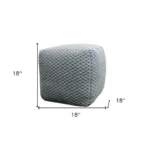 Blue beige wool cube trellis pouf ottoman 18 inch - stylish footrest and extra seat for living room decor