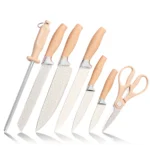 IOKO 7 PCS Stainless Steel Knife Set Utility Chef Slicing Sushi Steak Santoku Vegetable ABS Plastic Handle Kitchen Knife Set